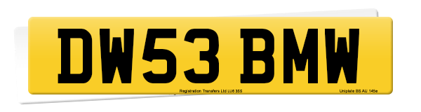Registration number DW53 BMW